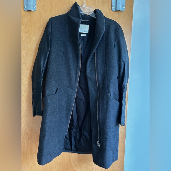 Aritzia Wilfred Wool & Cashmere Cocoon Coat with Lamb Leather Sleeves, Size S - Picture 10 of 11